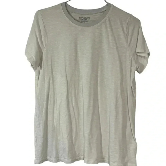 Torrid size 0 Super Soft Slub Jersey white tee with silver collar EUC - Picture 7 of 8